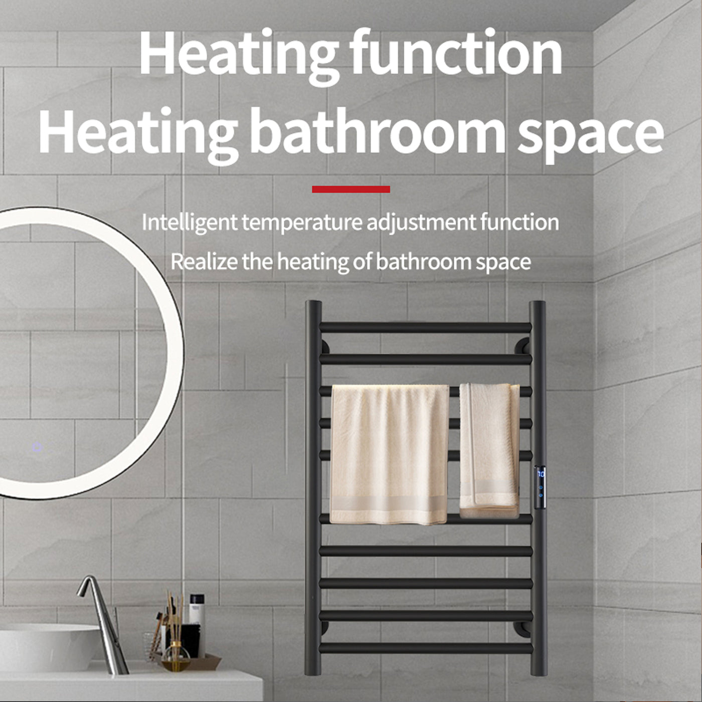 bathroom wall mounted bath heater plug-in electric  stainless steel square  rack  Towel Rail