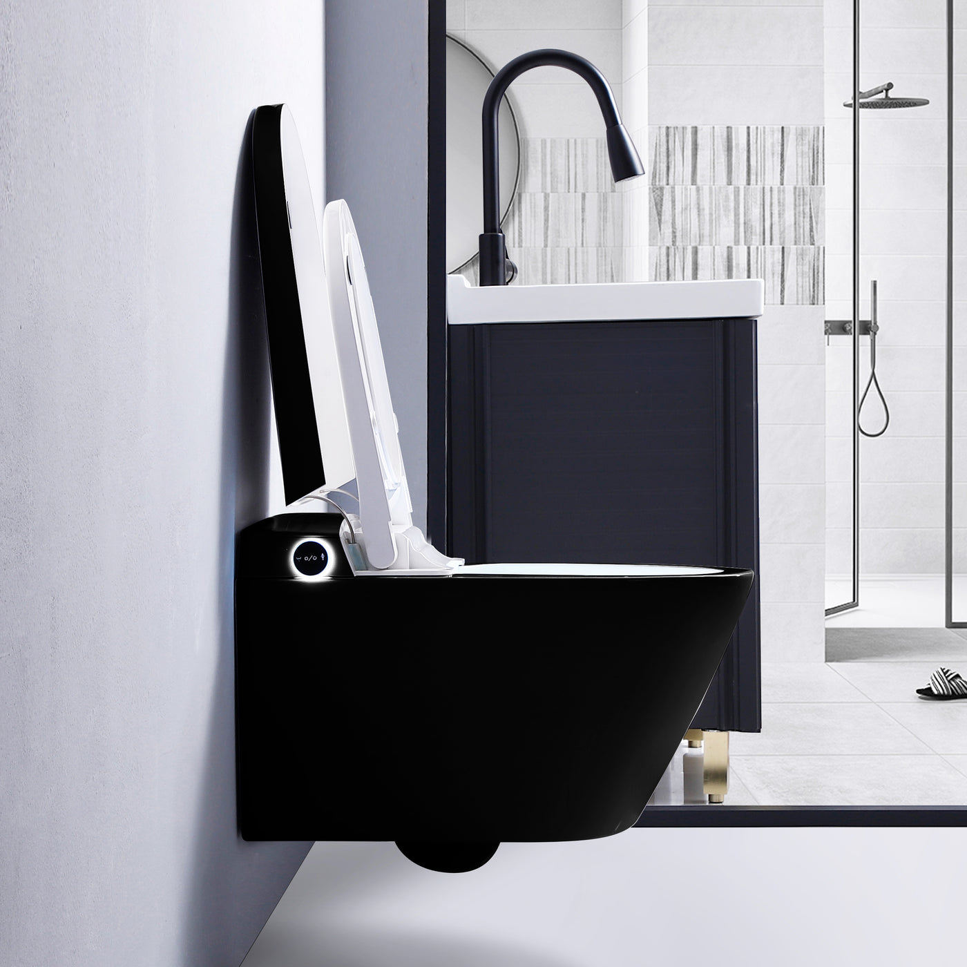 Black Wall Hung  Fully Automatic smart toliet